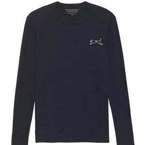Banana Republic Men's Vintage 100% Cotton Long-Sleeve Patch T-Shirt | Navy | M